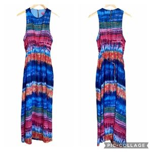 Betsey Johnson Hippie Tie Dye Maxi Blouson Dress